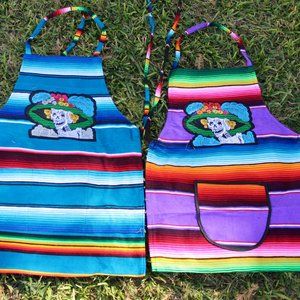 Mexican Loteria Sarape Catrina 1 Apron 1 Mandil .La Catrina Apron